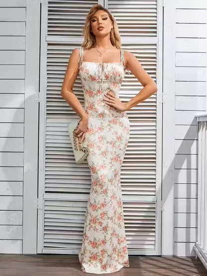 Floral Printed Bodycon Maxi Dress