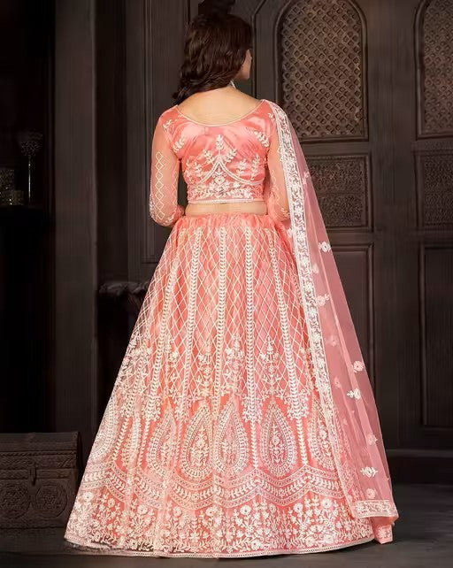 Semi-Stitched Lehenga with Unstitched Blouse and inner fabric with Stitched Dupatta