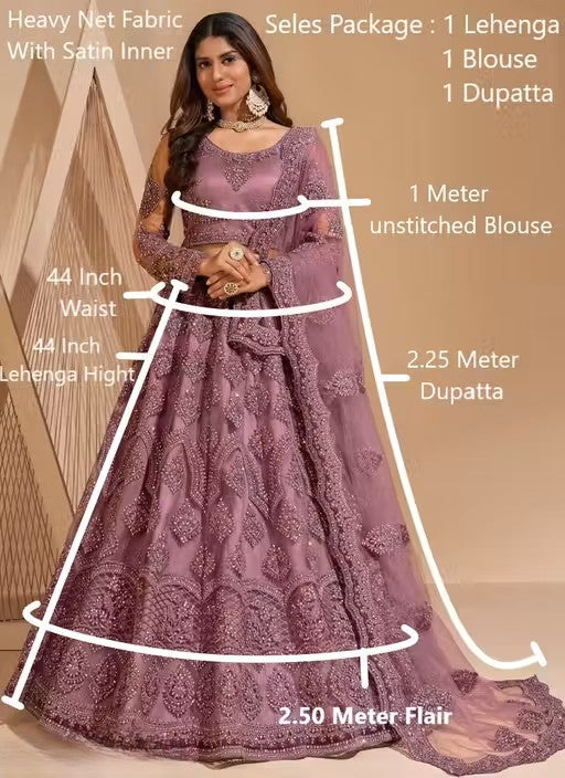 Semi-Stitched Lehenga with Unstitched Blouse and inner fabric with Stitched Dupatta
