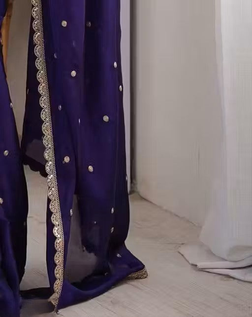 Trending Beautiful dola silk EMBROIDERY worked lace SAREE WITH BLOUSE PIECE