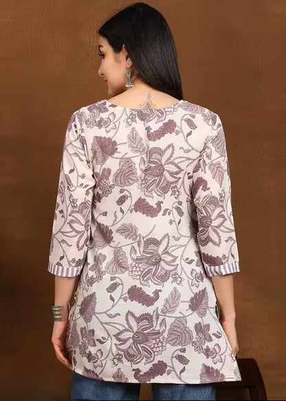 Women Floral Printed Rayon Straight Top