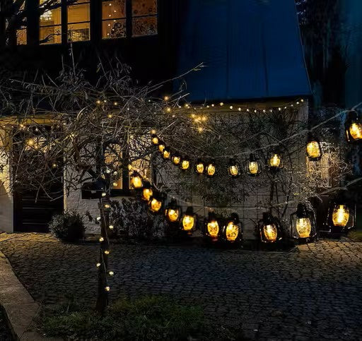 14 LED Lantern String Light 10 feet Black Lantern Fairy Rice LED Series Light for Home, Bedroom Decoration, Diwali Decoration for Birthday Party