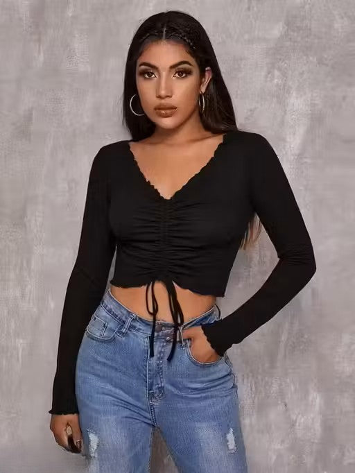 V- neck full sleeve front top