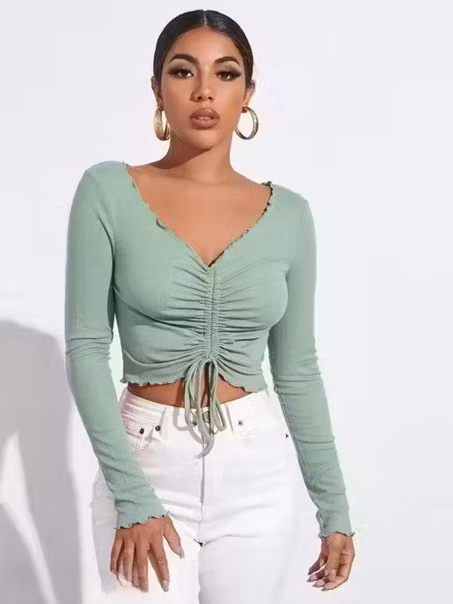 V- neck full sleeve front top