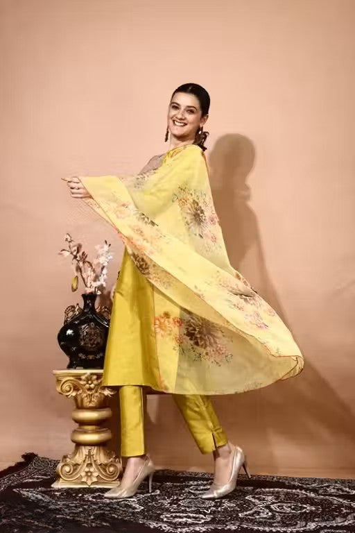 Embroidery Kurti Pant And Dupatta