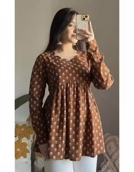 Printed Fancy Short Tunic Top