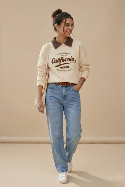 Women Printed Collar Sweatshirt