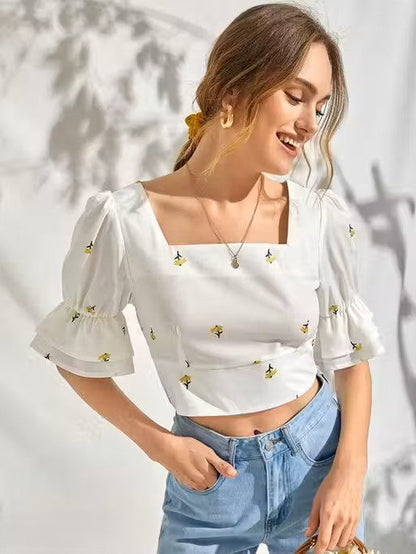 Women's White Floral Top