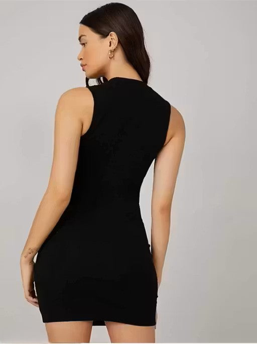 Black Lycra Bodycon Dress for Women