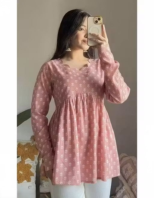 Pink Printed Peplum Top