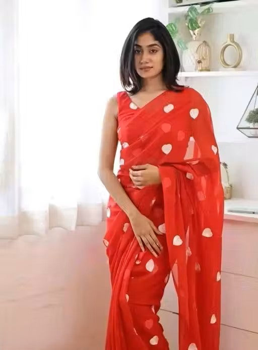 Equisite Georgette Embroidery Work Saree