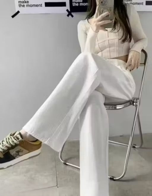 White straight fit jeans