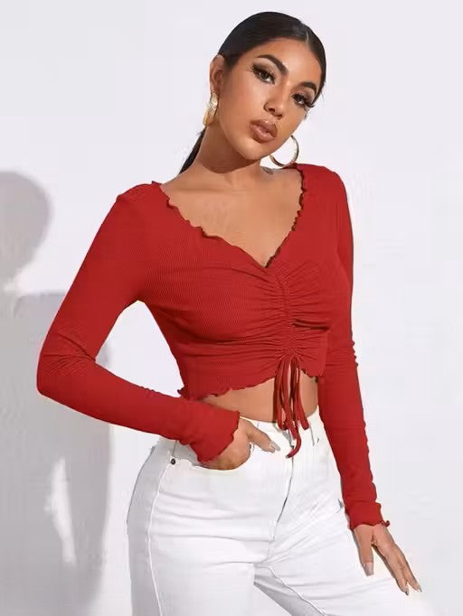 V- neck full sleeve front top