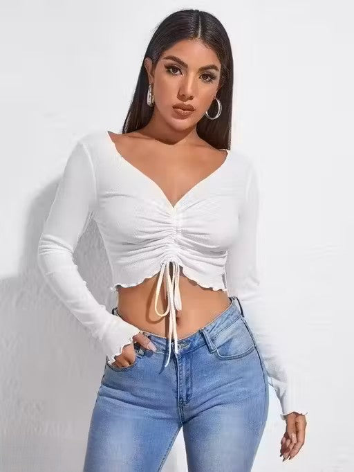 V- neck full sleeve front top