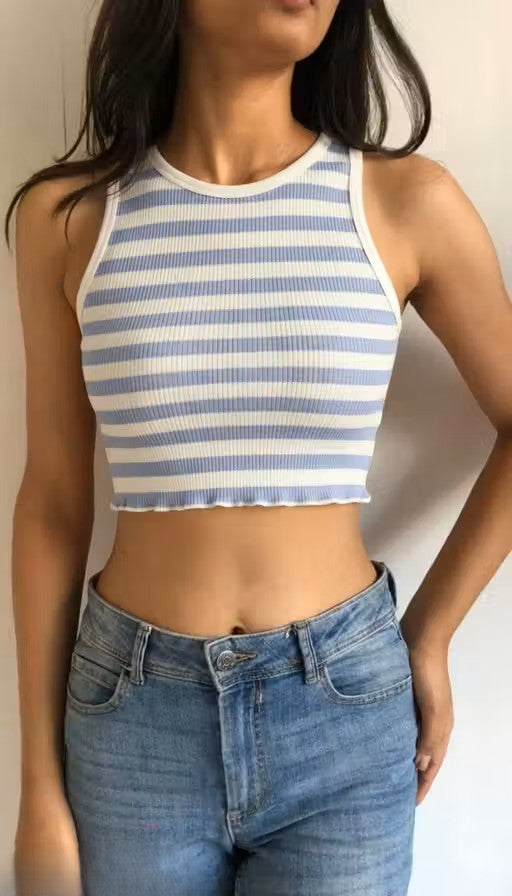 Women’s Striped Sleeveless Crop Top