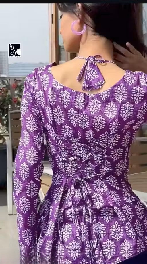 Purple full sleeve corset back kurtis