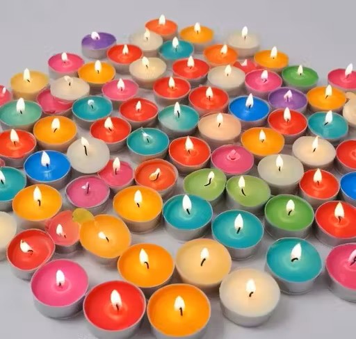 Tea Light Candle Pack of 40 Multi Colour 100% Organic Wax.