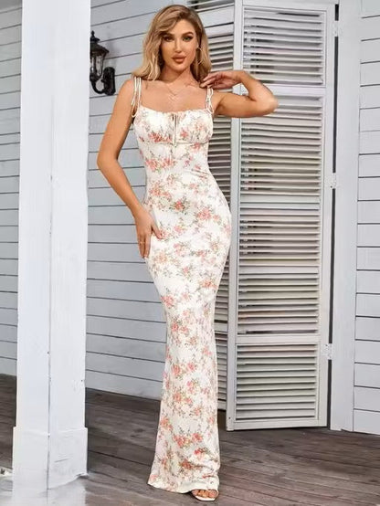 Floral Printed Bodycon Maxi Dress