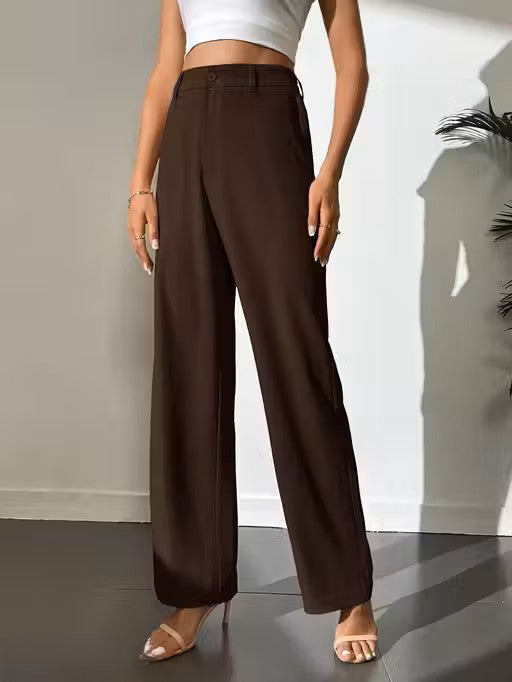 Women Regular Fit brown Lycra Blend Trouser