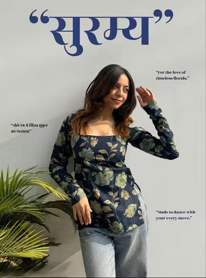 Women’s Stylish Floral Cotton short kurti