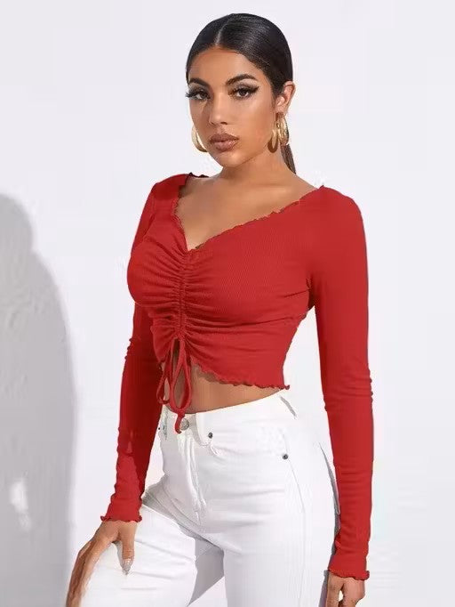 V- neck full sleeve front top