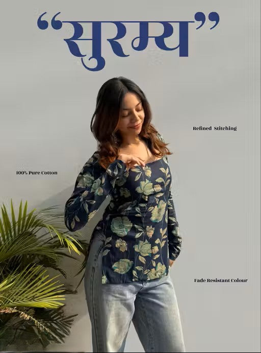 Women’s Stylish Floral Cotton short kurti