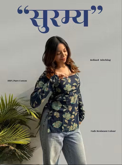 Women’s Stylish Floral Cotton short kurti