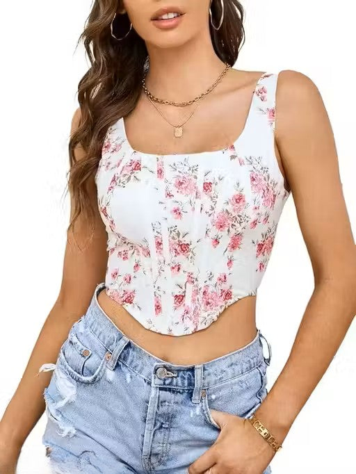 Women's Floral Print Crop Top Sleeveless