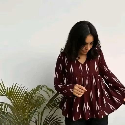 Wine colour peplum top