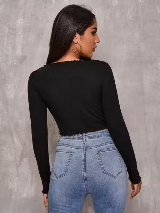 V- neck full sleeve front top